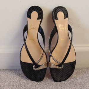 Christian Louboutin Patent Lame Cabaret Minimeyer Flat Sandals Size 36